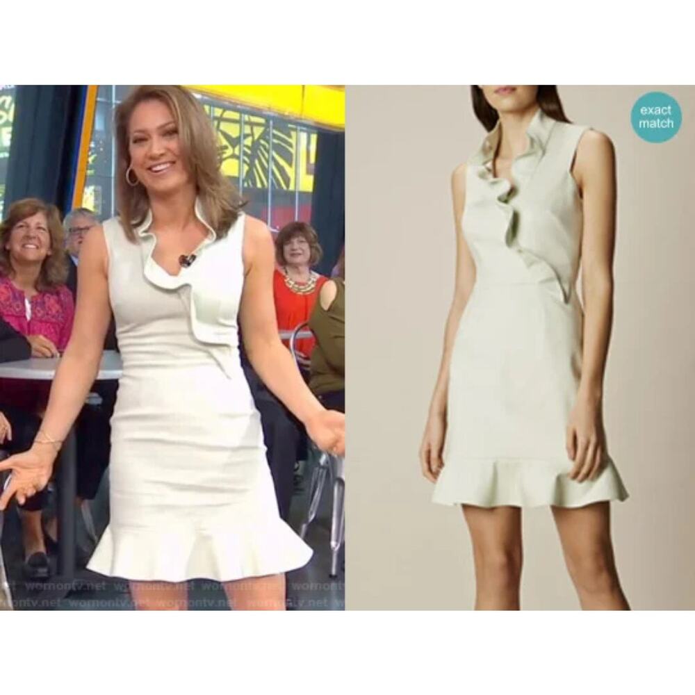 039 Karen Millen White Sleeveless Fit Flare Dress Size 12 Tailored Mini